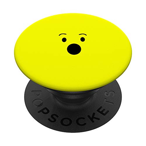 Cute Funny Wow Smiley Face Line Art Yellow Emoji PopSockets PopGrip Swappable Grip for Phones  and  Tablets