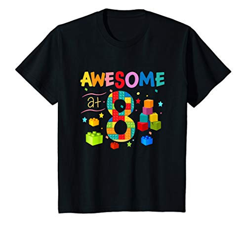 Kids Building Blocks Brick 8th Birthday Boy 8 Years Old Gift T-Shirt