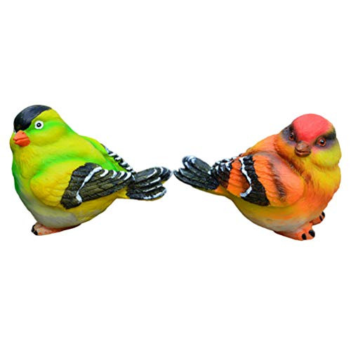 Happyyami 2 Pcs Miniature Bird Figurines Resin Mini Bird Sculptures Bird Statues Cake Topper Micro Landscape Ornament for Dollhouse Fairy Garden Bonsai Decor Mixed Style