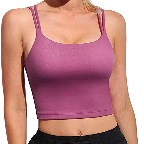 XCeihe Ladies Sports Fitness Camisole Bra Gather Beautiful Back Tube Top Short Yoga Sports Underwear Vest Pink
