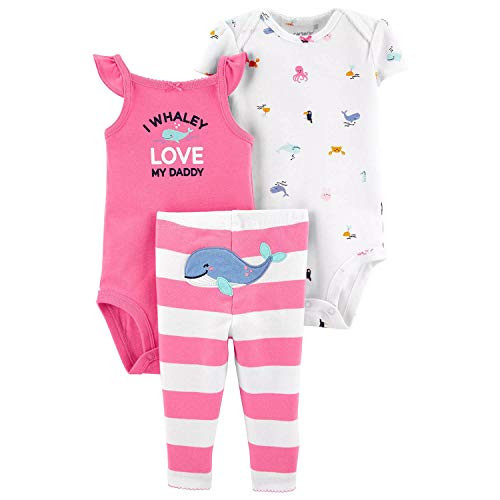 Carters 3-Piece Girls Little Character Set  Pink White Whale Newborn