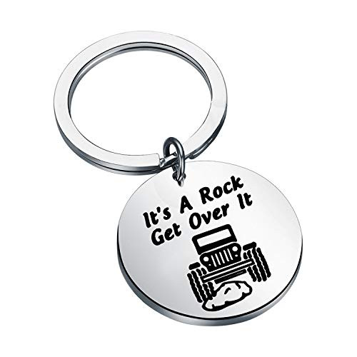 FEELMEM Trucker Keychain Truck Lover Gift Truck Wrangler Gift Its A Rock Get Over It Keychain Cool Off-Road Rock Crawling Driver Gift Truck Club Truck Enthusiast Gift A Rock