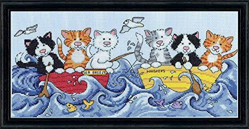 Design Works Crafts At Sea Cats Counted Cross Stitch Kit, 6 by 14"