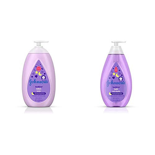 Johnsons Moisturizing Bedtime Baby Lotion 27.1 fl. oz with Bedtime Baby Bath with Soothing NaturalCalm Aromas Hypoallergenic  and  Tear Free Formula 27.1 fl. oz