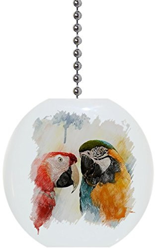 Colorful Parrots Watercolor Solid Ceramic Fan Pull