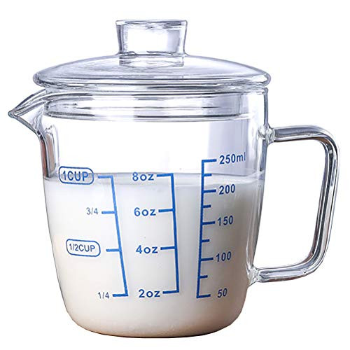 Goeielewe Glass Measuring Cup with Lid Graduated Beaker Mug with Handle Borosilicate Glass V-Shaped Spout Microwave Safe Scales Milk Cup for Cooking Baking 1cup 8oz 250ml Goeielewe Glass Measuring Cup with Lid Graduated Beaker Mug with Handle Borosilicate Glass V-Shaped Spout Microwave Safe Scales Milk Cup for Cooking Baking 1cup 8oz 250ml