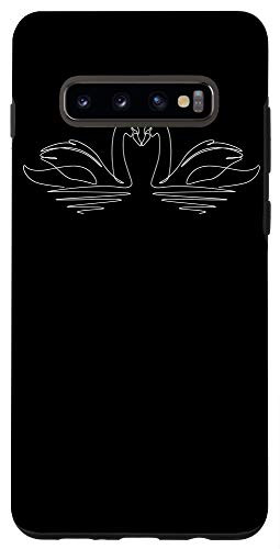 Galaxy S10plus  Line Art Swan Abstract Minimalist Cool Animal Lover Gifts Case