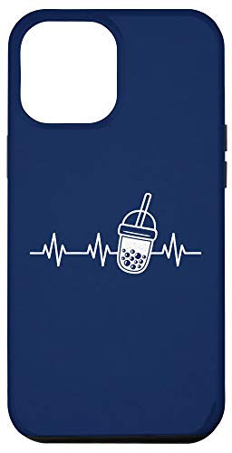 iPhone 12 Pro Max Blue Boba Tea Lifeline Heartbeat Cute Bubble Tea Lover Gift Case