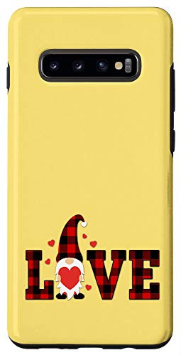 Galaxy S10plus  Yellow Cute Red Plaid Small Gnome Love Valentine Day Gift Case
