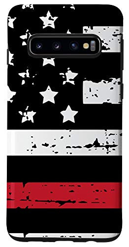Galaxy S10 American Flag Red Line Firefighter Cool US Citizenship Gifts Case