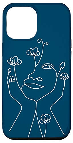 iPhone 12 Pro Max Line Art Woman Face Flowers Abstract Minimalistic Gift Case