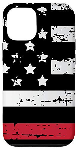 iPhone 12 12 Pro American Flag Red Line Firefighter Cool US Citizenship Gifts Case