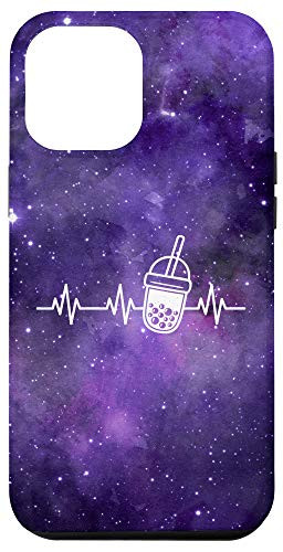 iPhone 12 Pro Max Night Stars Boba Tea Lifeline Heartbeat Cute Bubble Tea Gift Case