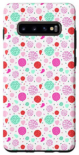 Galaxy S10plus  Super Cute Fashion Lines Pattern Red White Teal Pink Case