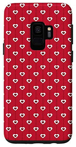 Galaxy S9 White Red Lines Hearts Romantic Design Pattern Gift Case