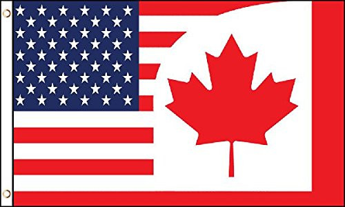3x5 USA Canada Combination Polyester Flag 3x5 Super Polyester Nylon Fade Resistant Double Stitched Premium Penant House Banner Grommets 2-05-B