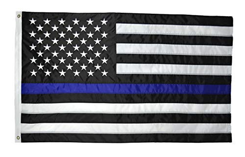 AES MWS 2x3 Embroidered Sewn Thin Blue Line USA American Police Flag 210D Nylon W3-10-B