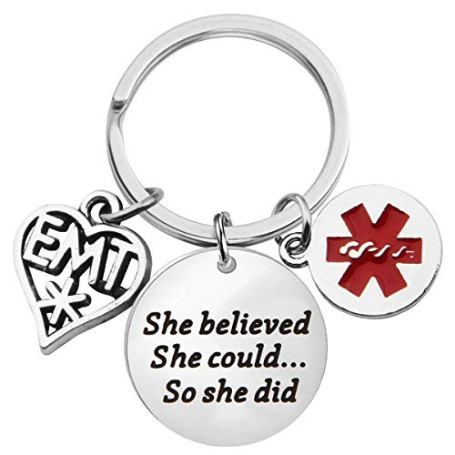 EMT Gift EMT Graduation Gifts EMT She Believed She Could So She Did Keychain Emergency Medical Technician Gift Paramedic Gifts  EMT Keychain