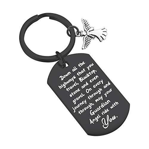 FUSTMW Drive Safe Keychain New Driver Gifts Trucker Driver Gifts Ride Safe Keychain Biker Gift May Your Guardian Angel Ride with You Black FUSTMW Drive Safe Keychain New Driver Gifts Trucker Driver Gifts Ride Safe Keychain Biker Gift May Your Guardian Angel Ride with You Black