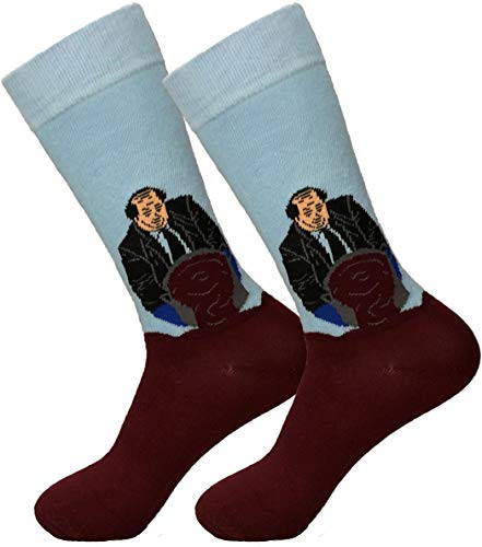 Balanced Co. Kevins Famous Chili Dress Socks Kevin Malone Socks Michael Scott Funny Socks Crazy Socks  Red Light Blue