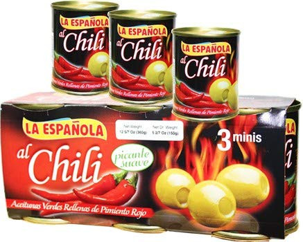 Delicias de Espana Green Olives stuffed with Pepper with Chili 3-pack mini
