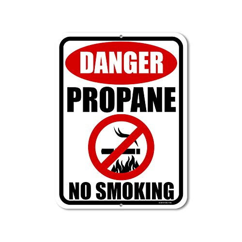 Honey Dew Gifts No Smoking Sign Danger Propane No Smoking 9 inch by 12 inch Metal Aluminum No Smoking Signs for Business Made in USA