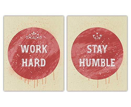 Work Hard Stay Humble Inspirational Wall Art Poster Set of 2  8x10  Unframed Motivational Wall Art For Home  and  Office Decor - Typography Art Print Wall Decor Gift Idea