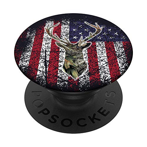 Deer Buck Hunting USA Flag Brown Camouflage Red White Blue PopSockets PopGrip Swappable Grip for Phones and Tablets Deer Buck Hunting USA Flag Brown Camouflage Red White Blue PopSockets PopGrip Swappable Grip for Phones and Tablets