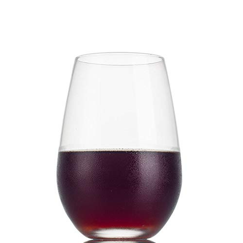 Triplorare stemless glass for white or red wine  4-piece set  - 18 oz - Wine Tasting Wedding Anniversary Christmas Party clear