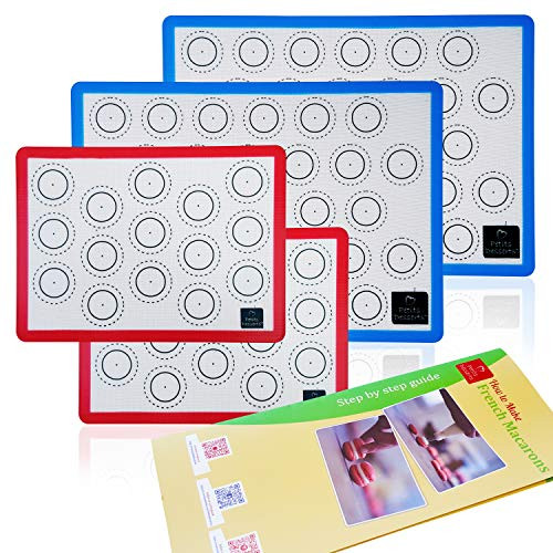Macaron Mat TAILORED FOR STARTERS   Macaron Silicone Baking Mats SET OF 4 HALF and QUARTER SHEET Macaroons Baking Mats   Non Stick Macaron Baking Mat   Macaron Silicone Mat with MAC-BAKING GUIDE INCLUDED