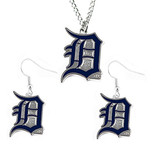 Detroit Tigers Necklace and Dangle Earring Charm Set MLB