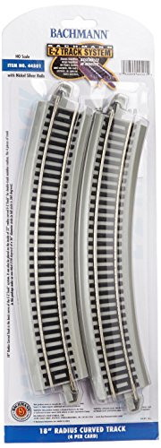 Bachmann Trains Snap-Fit E-Z Track 18" Radius Curved Track (4/card)