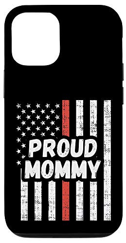 iPhone 12 12 Pro Proud Firefighter Mommy USA Thin Red Line Christmas Case
