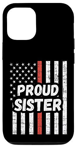 iPhone 12 12 Pro Proud Firefighter Sister USA Thin Red Line Gift Case
