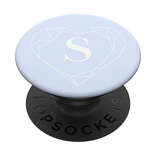 Mermaid White Monogram Letter S Initial Heart Design PopSockets PopGrip Swappable Grip for Phones  and  Tablets