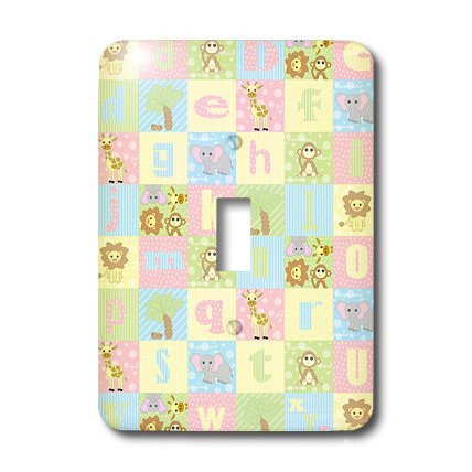 3dRose LLC lsp_20358_1 Baby Jungle Animals Alphabet Print - Single Toggle Switch