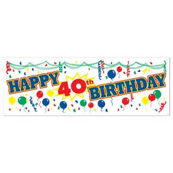 Happy 40th Birthday Sign Banner Party Accessory (1 count) (1/Pkg)