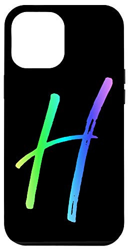 iPhone 12 Pro Max Rainbow Letter H Phone Case Colorful Gradient Cute Initial H Case