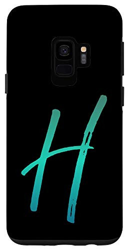 Galaxy S9 Blue Gradient Initial H Phone Case Cool Ombre Blue Letter H Case