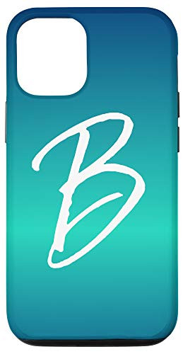 iPhone 12 12 Pro Letter B Blue Gradient Phone Case Calligraphy Blue Initial B Case