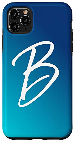iPhone 11 Pro Max Blue Gradient Initial B Phone Case Cool Ombre Blue Letter B Case