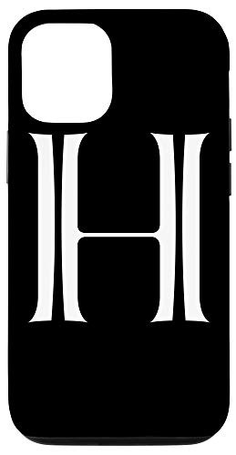 iPhone 12 12 Pro Initial H Phone Case Black Varsity Style Monogram Letter H Case