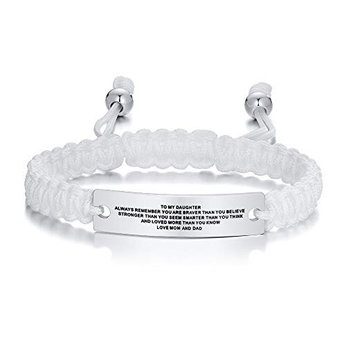 to My Daughter Bracelet Braided Rope Style Always Remember Engraved Inspirational Daughter Bracelet from Mom dad for Christmas Graduation to My Daughter Bracelet Braided Rope Style Always Remember Engraved Inspirational Daughter Bracelet from Mom dad for Christmas Graduation