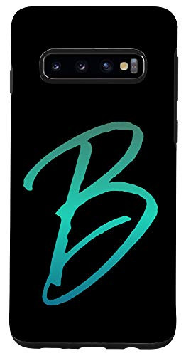 Galaxy S10 Blue Gradient Initial B Phone Case Cool Ombre Blue Letter B Case