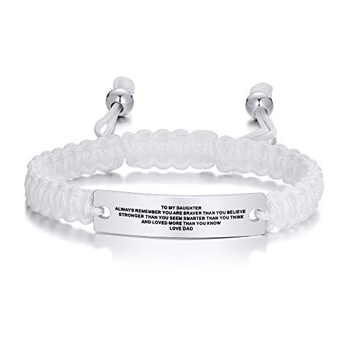 to My Daughter Bracelet Braided Rope Style Always Remember Engraved Inspirational Daughter Bracelet from Mom dad for Christmas to My Daughter Bracelet Braided Rope Style Always Remember Engraved Inspirational Daughter Bracelet from Mom dad for Christmas