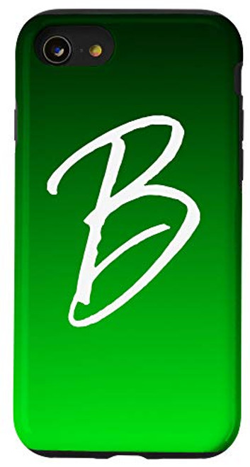 iPhone SE  2020    7   8 Initial B Black to Green Gradient Phone Case Green Letter B Case