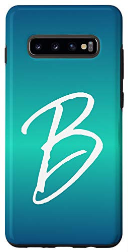 Galaxy S10plus  Letter B Blue Gradient Phone Case Calligraphy Blue Initial B Case