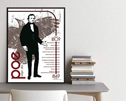 Edgar Allan Poe Important Authors Literary Art Print. Educational Classroom Poster. Fine Art Paper Laminated or Framed.