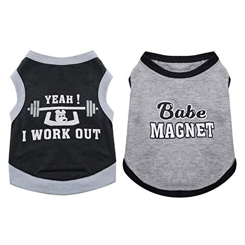 Dog Shirt for Small Dog Boy Puppy Clothes I Work Out for Small Dogs Cats Chihuahua Yorkie 2Pack