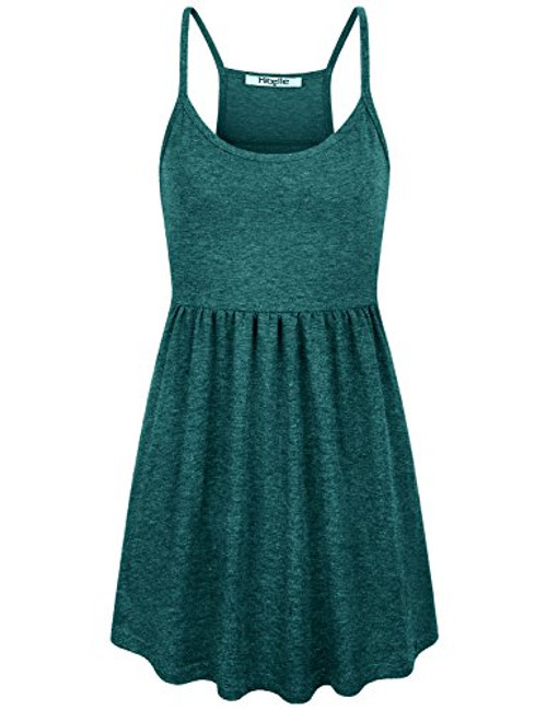 Hibelle Ribbed Tank Tops for Women Casual Summer Maternity Clothes Spaghetti Straps Racerback Cotton Camisoles Extra Long A Line Empire Waist Pleats Nursing Cami Green Small